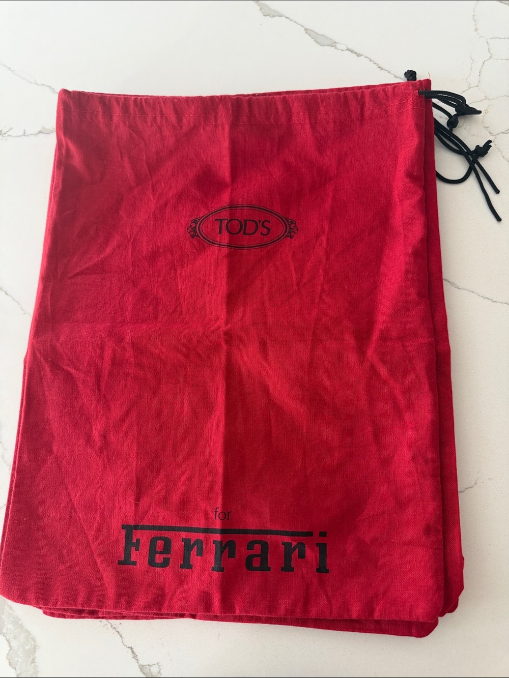 Tod's Ferrari Red Drawstring Dust Bag with Black Logos…SET OF 5